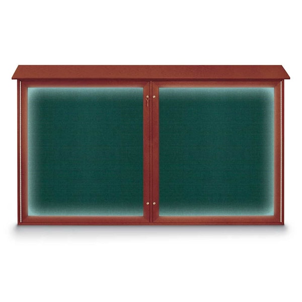 United Visual Products Sliding Door Wood Corkboard, 48"x36", Waln, UV9003OCS-WALNUT-RUBBER UV9003OCS-WALNUT-RUBBER - main